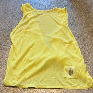 Women’s Free People Mello Yellow Tank Top with Twist Knot Back Size Small
